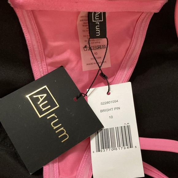 Aurum Bright Pink Bandeau Bikini Top Knotted Bikini Top Size 10 - Picture 7 of 14